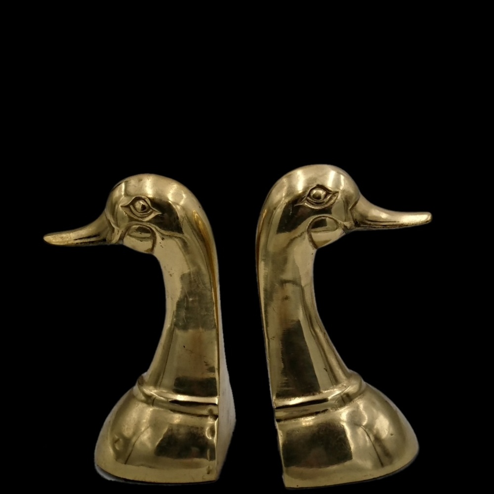 Set Brass Ducks bookends Mid 20th Century decor